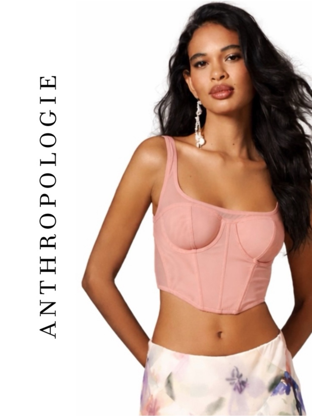 Anthropologie Mesh Corset Top in Raspberry
